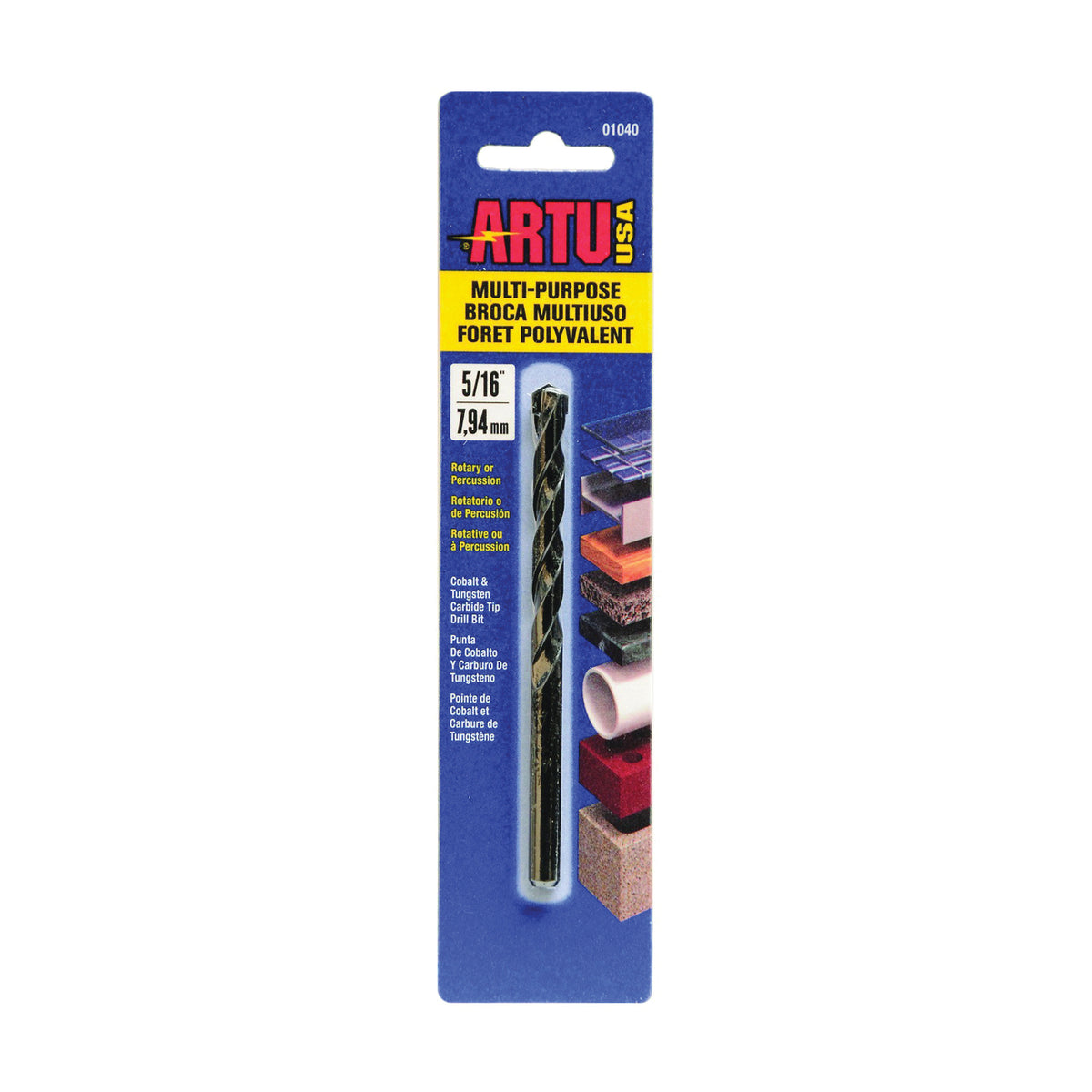 ARTU 01040 Jobber Drill Bit, 5/16 in Dia, 4-1/2 in OAL, Parabolic Flute, 5/16 in Dia Shank, Straight Shank