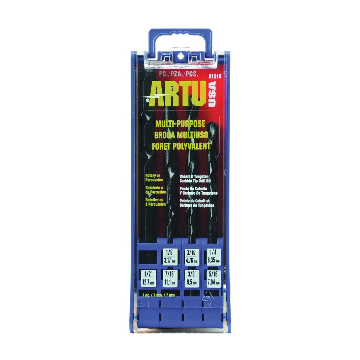 ARTU 01510 Drill Bit Set, Multi-Purpose, 7-Piece, Cobalt