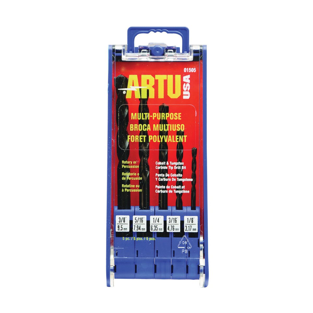 ARTU 01505 Drill Bit Set, Multi-Purpose, 5-Piece, Cobalt