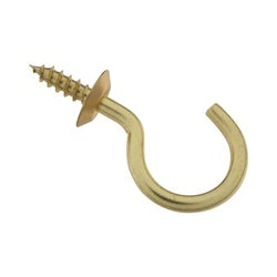 National Hardware N119-727 Cup Hook, 0.64 in Opening, 2.07 in L, Brass