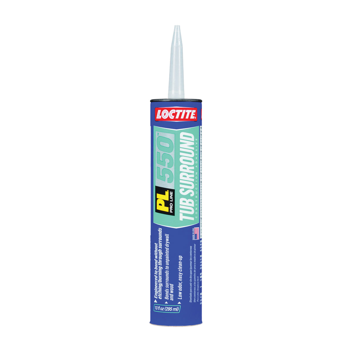 Loctite 1402263 Tub Surround Adhesive, Thick Paste, Mild Acrylic, Gray/White, 10 oz Cartridge