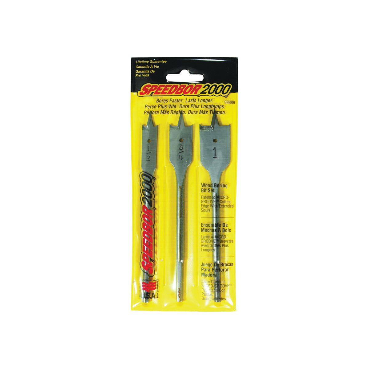 IRWIN 88889 Spade Bit Set, Standard, 3-Piece, HSS