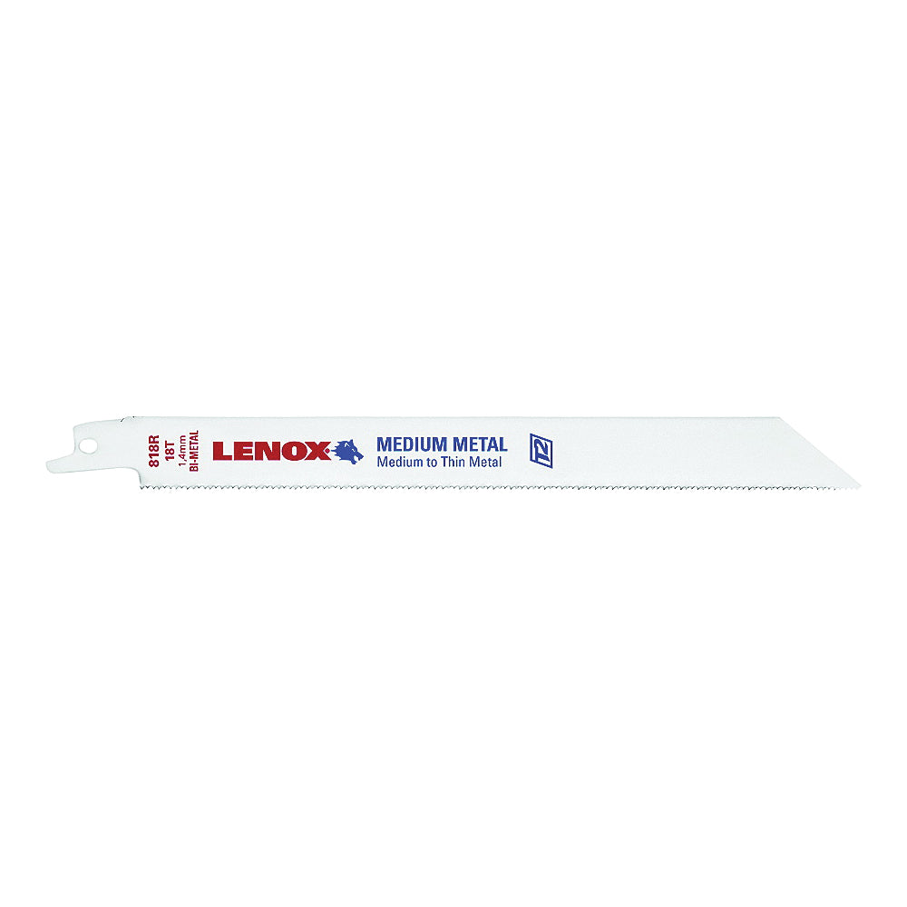 Lenox 20563S818R Reciprocating Saw Blade, 3/4 in W, 8 in L, 18 TPI, HSS Cutting Edge