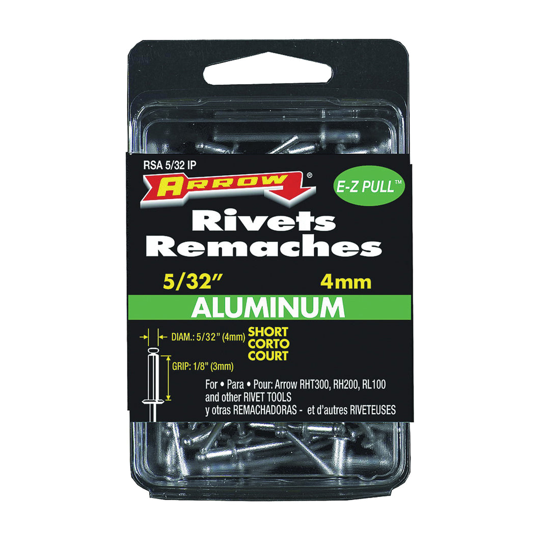 Arrow RSA5/32 Pop Rivet, Short, 1/8 in L, Aluminum