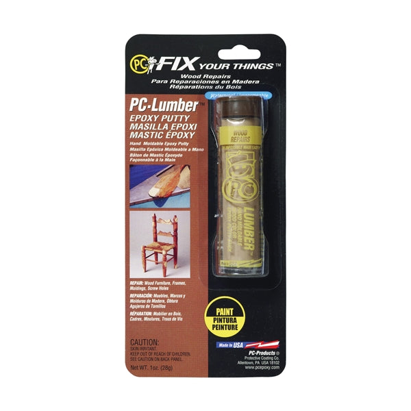 PROTECTIVE COATING PC-LUMBER 025574 Epoxy Putty, Solid, 1 oz Cylinder
