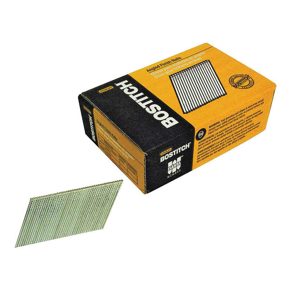 Bostitch FN1536 Finish Nail, 2-1/4 in L, 15 Gauge, Galvanized Steel, Coated, Round Head, Smooth Shank