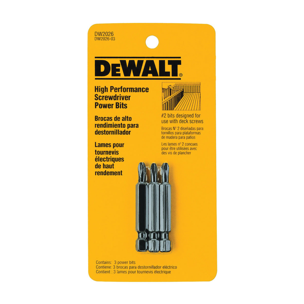 DeWALT DW2026 Z Power Bit, #2 Drive, Phillips Drive, 1/4 in Shank, Hex Shank, 2 in L, Steel