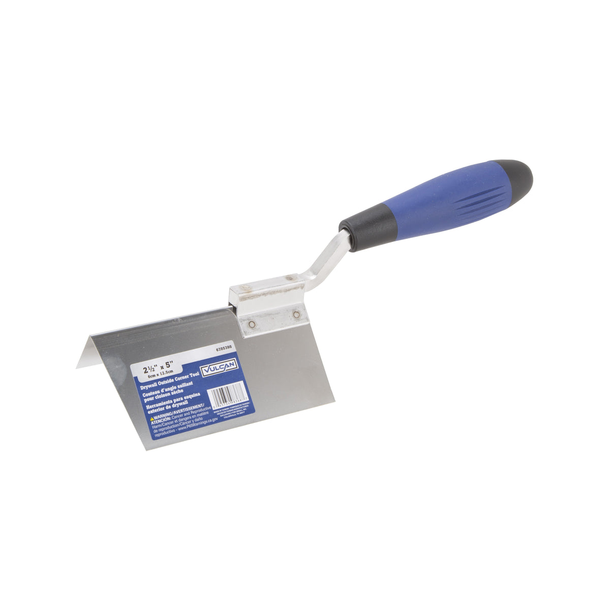 Vulcan 364863L Drywall Corner Trowel, 2.5 in W Blade, 5 in L Blade, DuraSoft Handle, PP/TPR Handle, 2.5 in Blade Radius