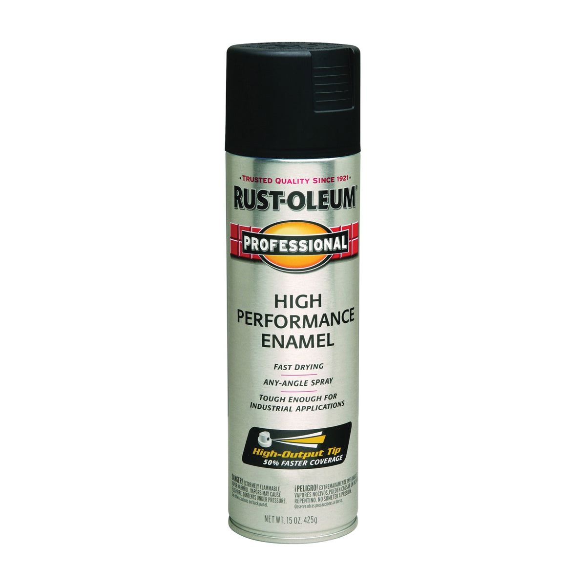 RUST-OLEUM 7578838 High Performance Enamel Spray Paint, Flat, Black, 15 oz, Aerosol Can