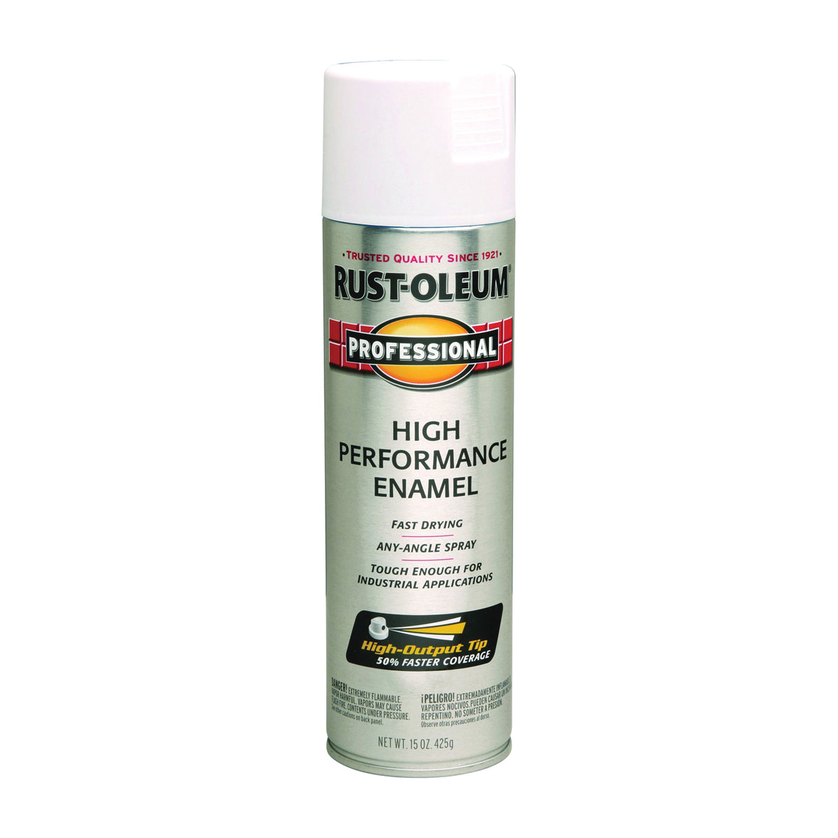 RUST-OLEUM 7590838 High Performance Enamel Spray Paint, Flat, White, 15 oz, Aerosol Can