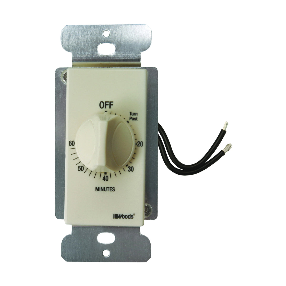 Woods 59718 Countdown Timer, 20 A, 125 V, 2500 W, 60 min Time Setting, Light Almond