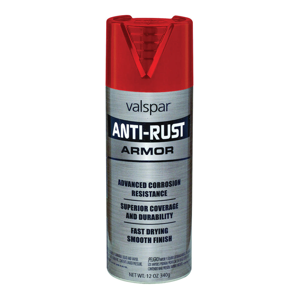 Valspar 044.0021927.076 Anti-Rust Enamel Spray Paint, Gloss, Safety Red, 16 oz, Aerosol Can