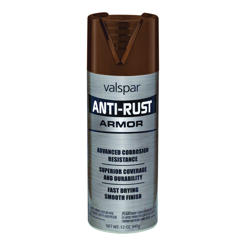 Valspar 044.0021933.076 Anti-Rust Enamel Spray Paint, Gloss, Brown, 16 oz, Aerosol Can