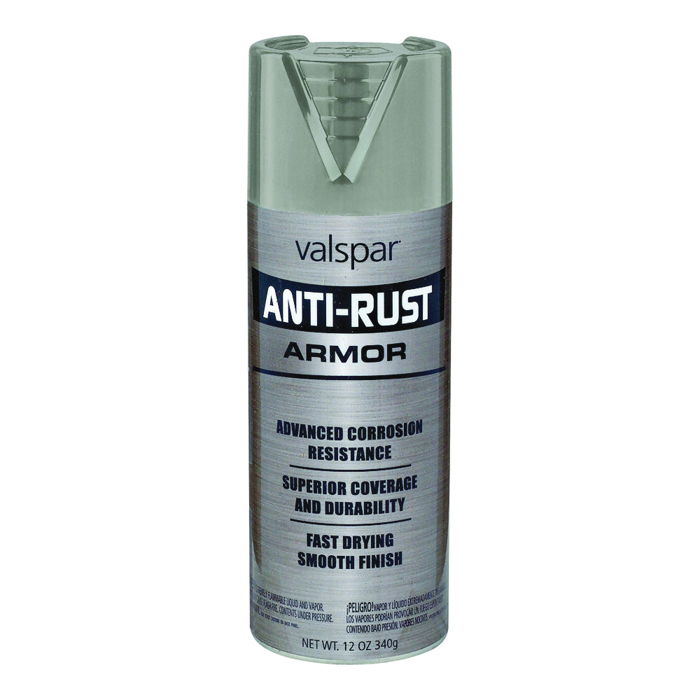 Valspar 044.0021934.076 Anti-Rust Enamel Spray Paint, Gloss, Gray, 16 oz, Aerosol Can