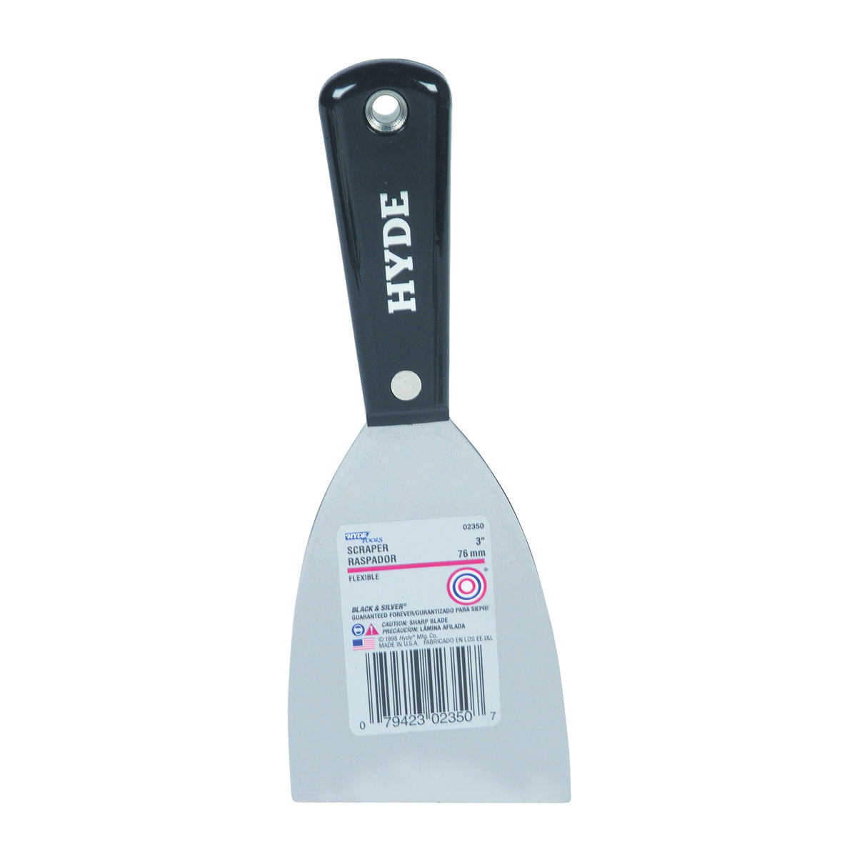 HYDE 02350 Wall Scraper, 3 in W Blade, HCS Blade, Nylon Handle, Long, Interlock Handle