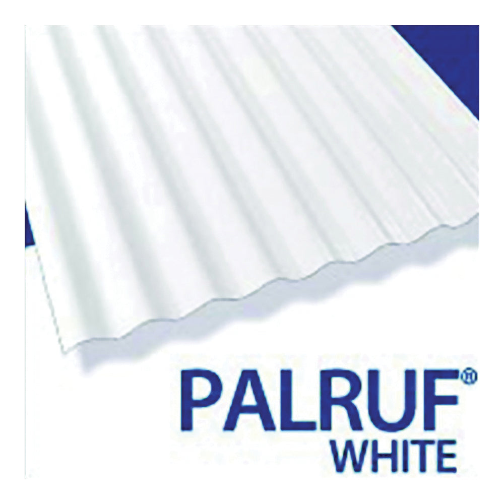 Palruf 101339 Corrugated Roofing Panel, 12 ft L, 26 in W, PVC, White