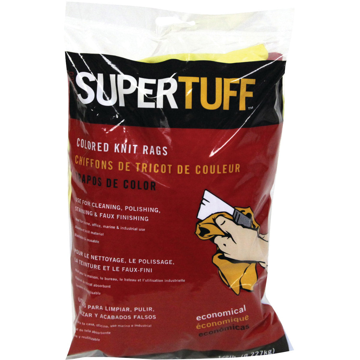 Trimaco 10801 Colored Knit Rag, 1/2 lb, Polycotton