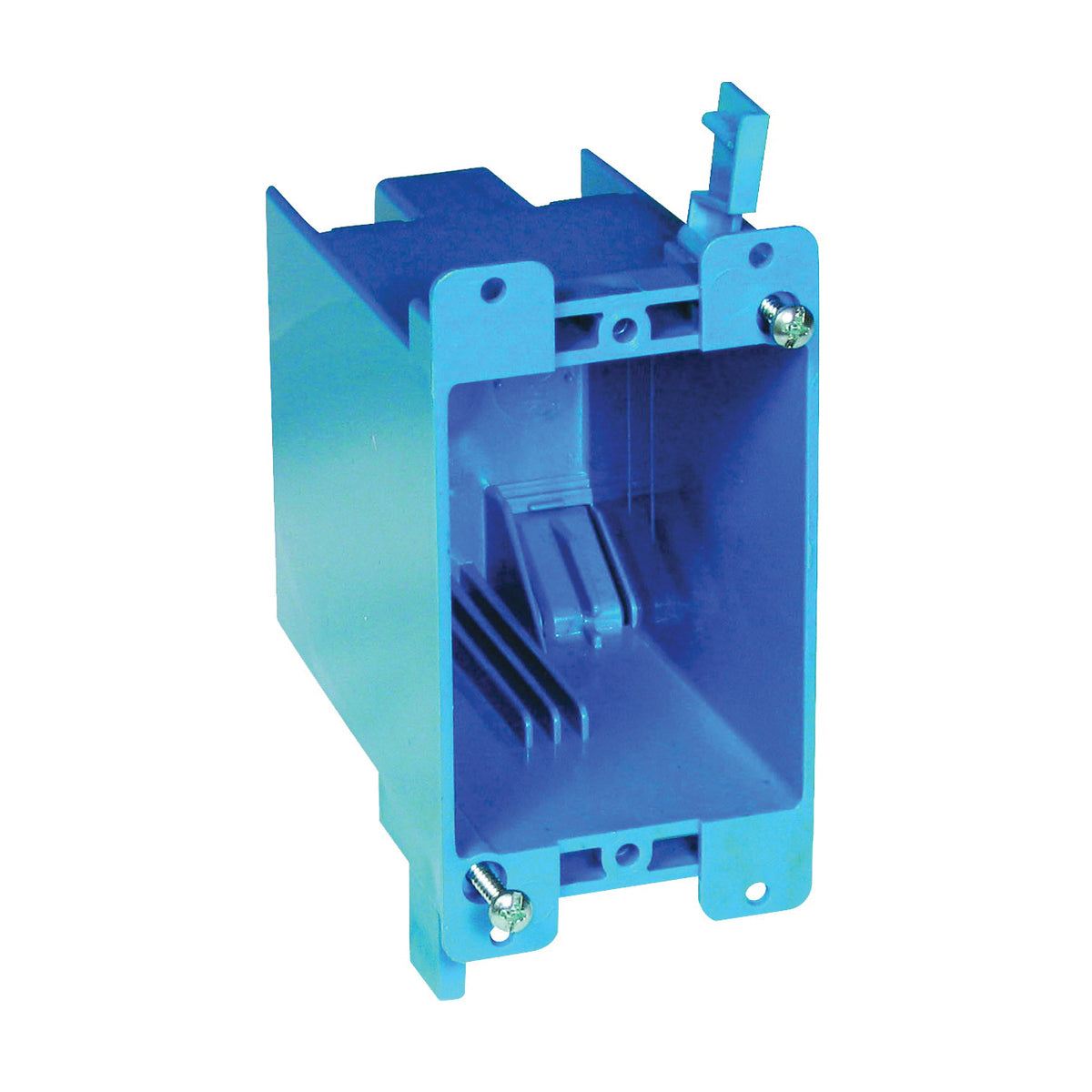 Carlon B120R Outlet Box, 1 -Gang, PVC, Blue, Clamp Mounting