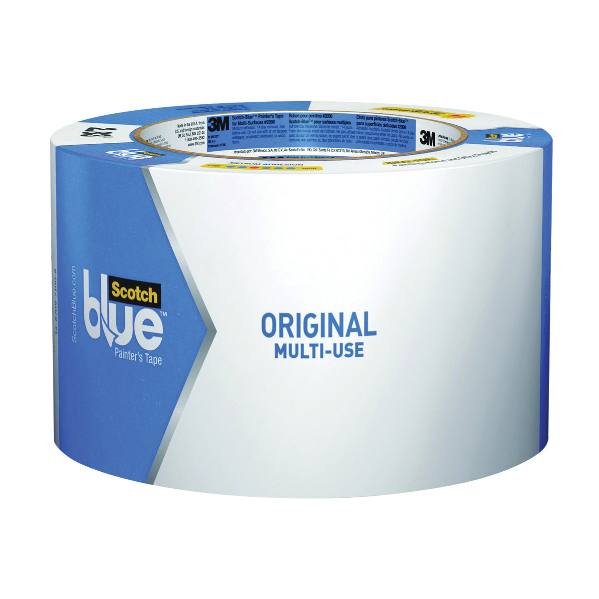 ScotchBlue 2090-3A Painter's Tape, 60 yd L, 3 in W, Crepe Paper Backing, Blue