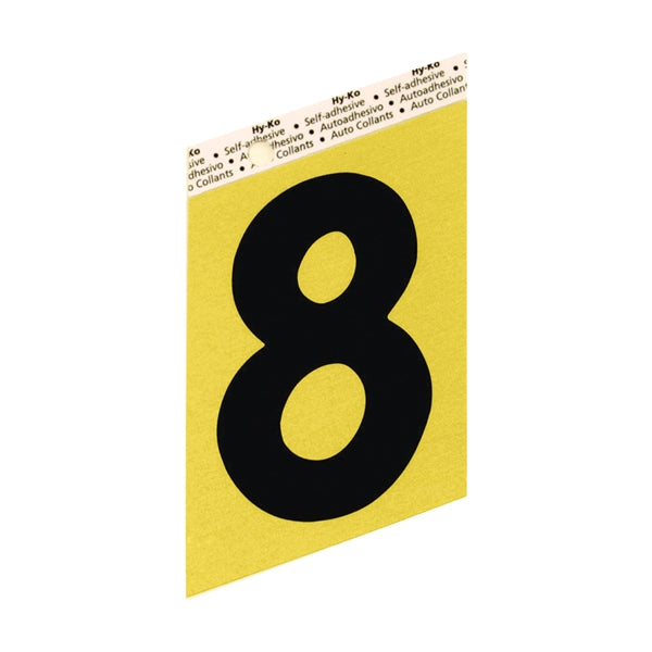 HY-KO GG-25/8 House Number, Character: 8, 3-1/2 in H Character, Black Character, Gold Background, Aluminum