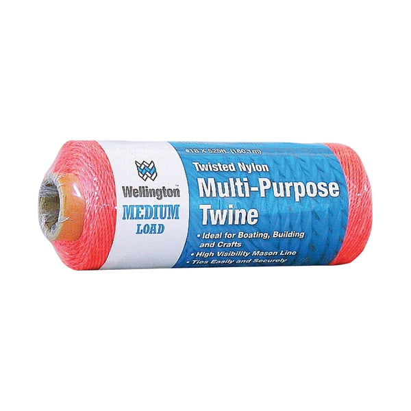 Wellington Opti-Brite Series 46302 Seine Twine, #18 Dia, 525 ft L, 10 lb Working Load, Nylon, Orange
