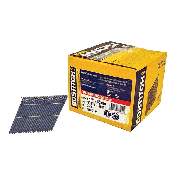 Bostitch S16D131-FH Framing Nail, 3-1/2 in L, 11 Gauge, Steel, Full Round Head, Smooth Shank