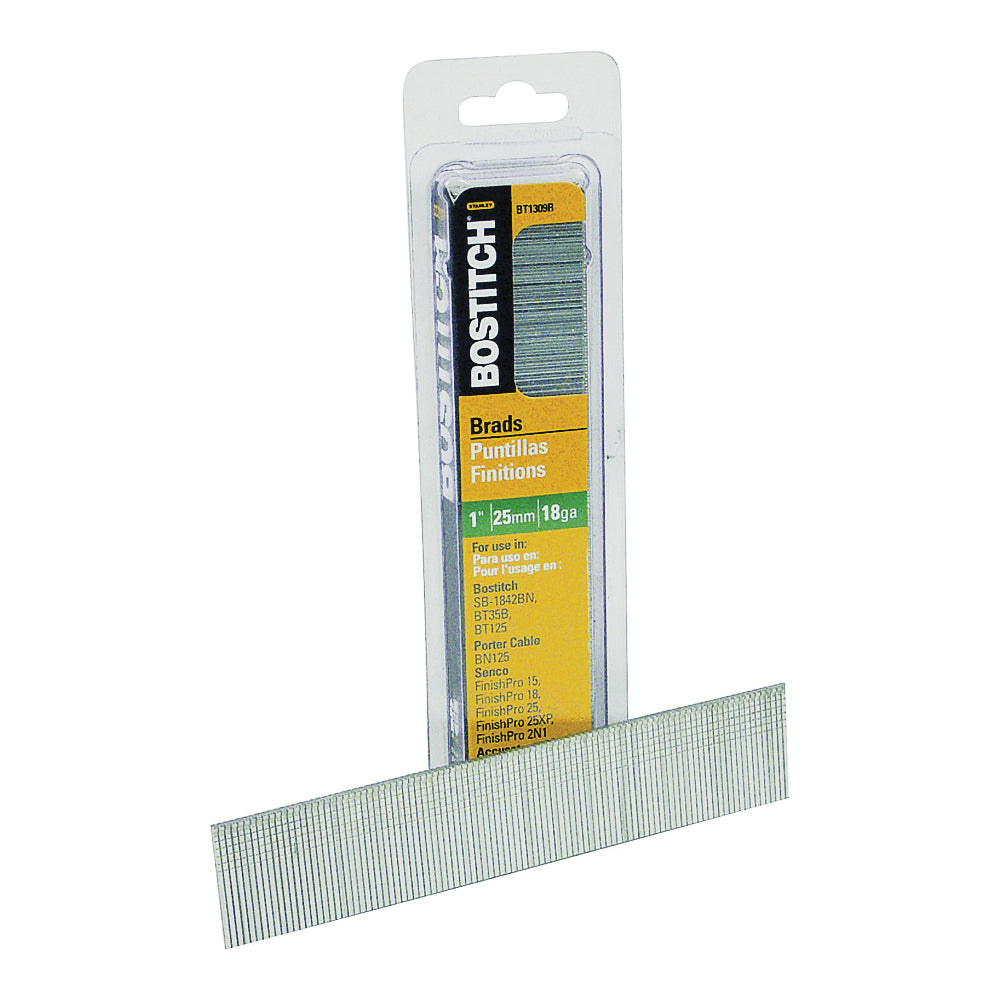 Bostitch BT1309B Nail, 1 in L, 18 Gauge, Steel, Coated, Brad Head, Smooth Shank