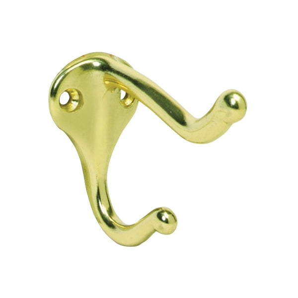 Schlage 571A3 Coat and Hat Hook, Aluminum, Brass