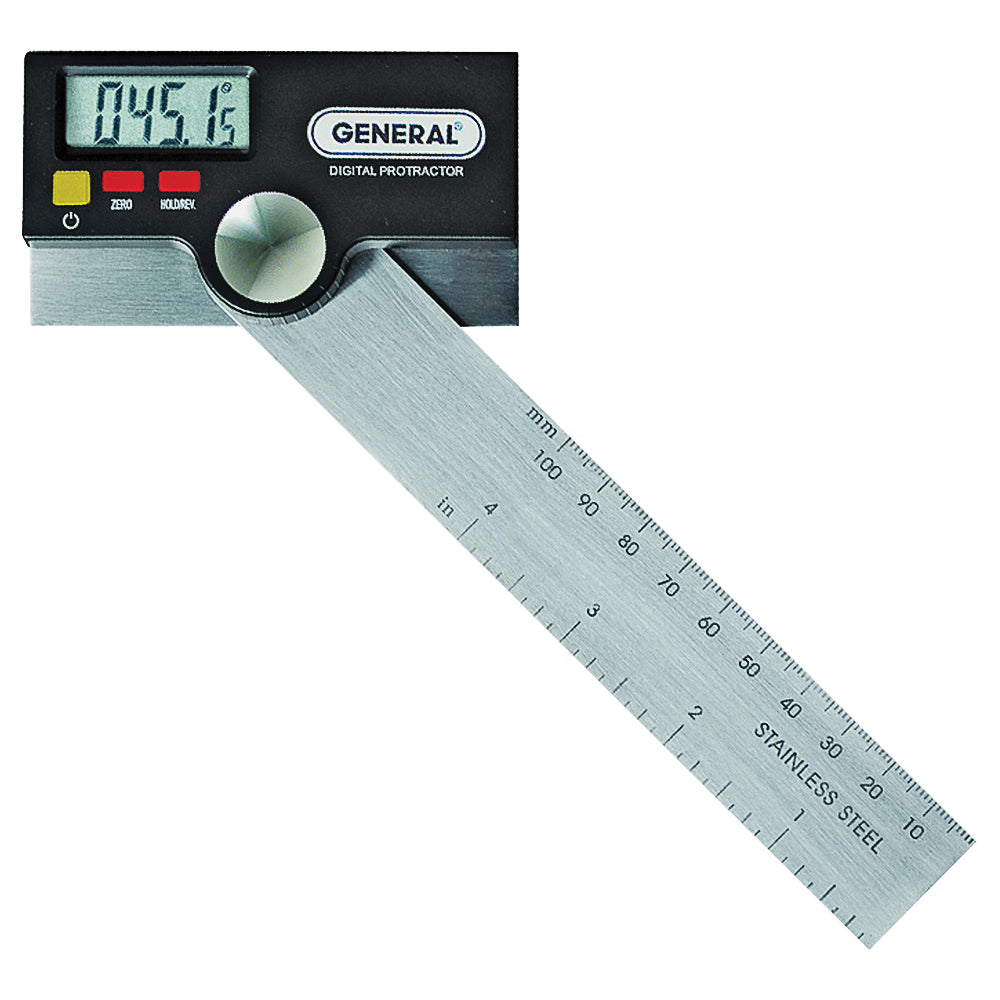 GENERAL 1702 Digital Protractor with Thumb Nut, 0 to 180 deg, Stainless Steel