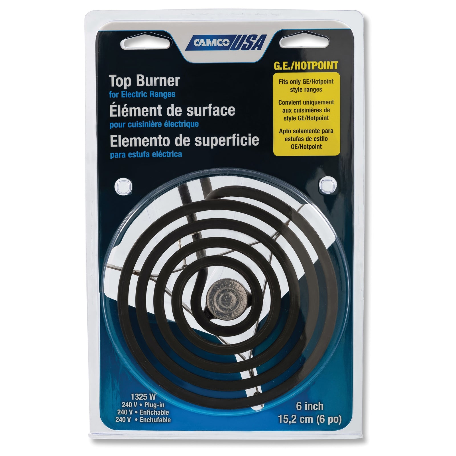 CAMCO 00103 Top Burner, 240 V, 1325 W, Plug