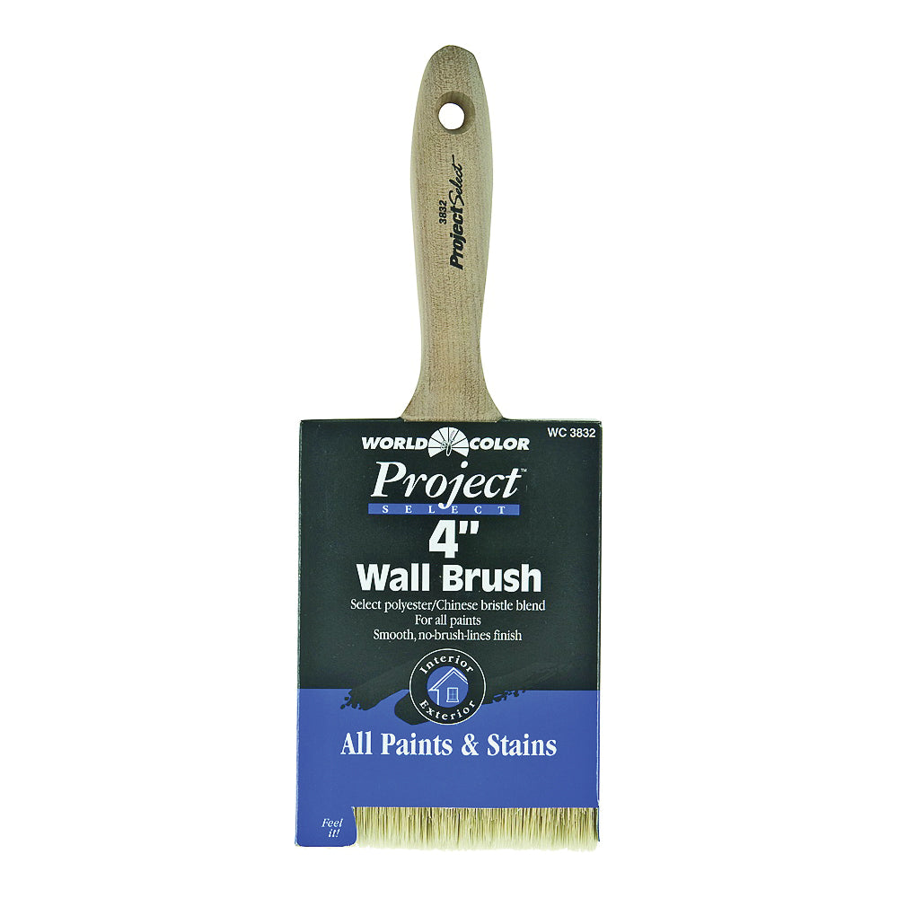 Linzer 3832-4 Paint Brush, 4 in W, 3-1/2 in L Bristle, Polyester Bristle, Varnish Handle