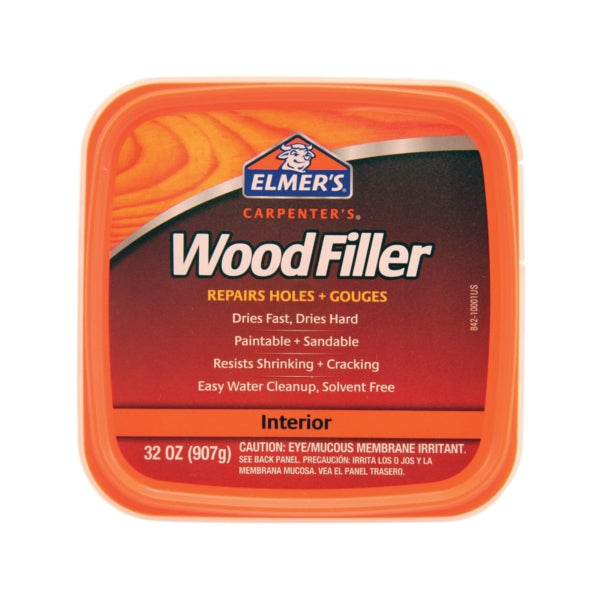 Elmers E842L Wood Filler, Paste, Mild Acrylic, Light Tan, 1 qt