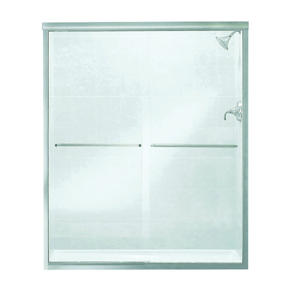 Sterling 5475-59S-G05 Shower Door, Clear Glass, Tempered Glass, Frameless Frame, Aluminum Frame, Stainless Steel
