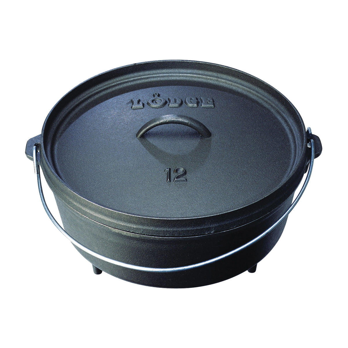 Lodge L12CO3 Camp Dutch Oven, 6 qt Capacity, Cast Iron, Black, Bail Handle