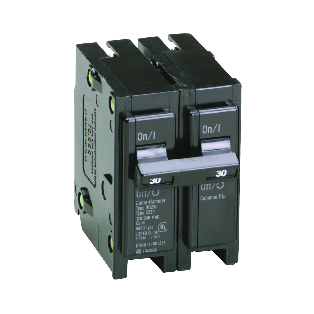 Cutler-Hammer BR230 Circuit Breaker, Mini, Type BR, 30 A, 2 -Pole, 120/240 V, Plug Mounting
