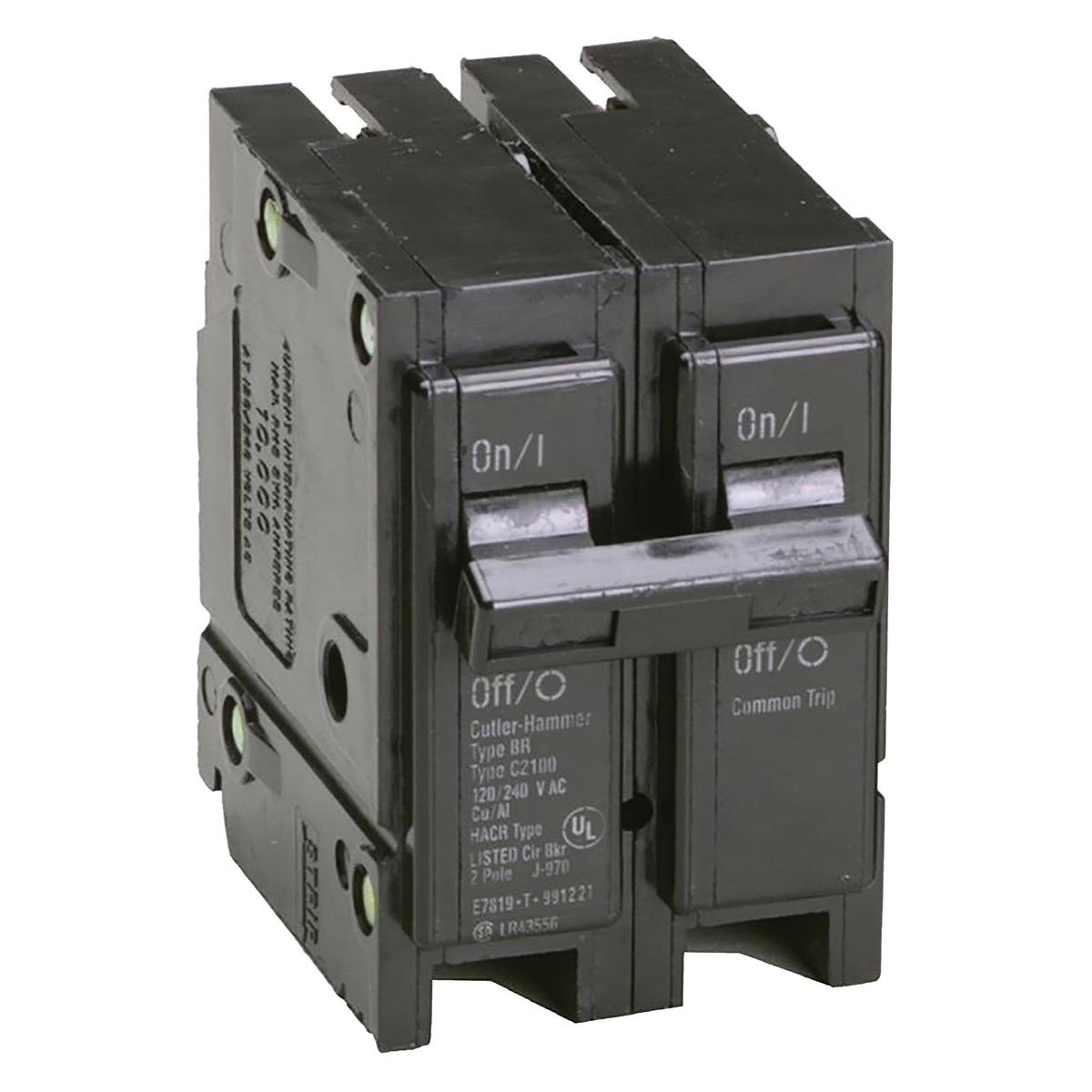 Cutler-Hammer BR2100 Circuit Breaker, Mini, Type BR, 100 A, 2 -Pole, 120/240 V, Plug Mounting