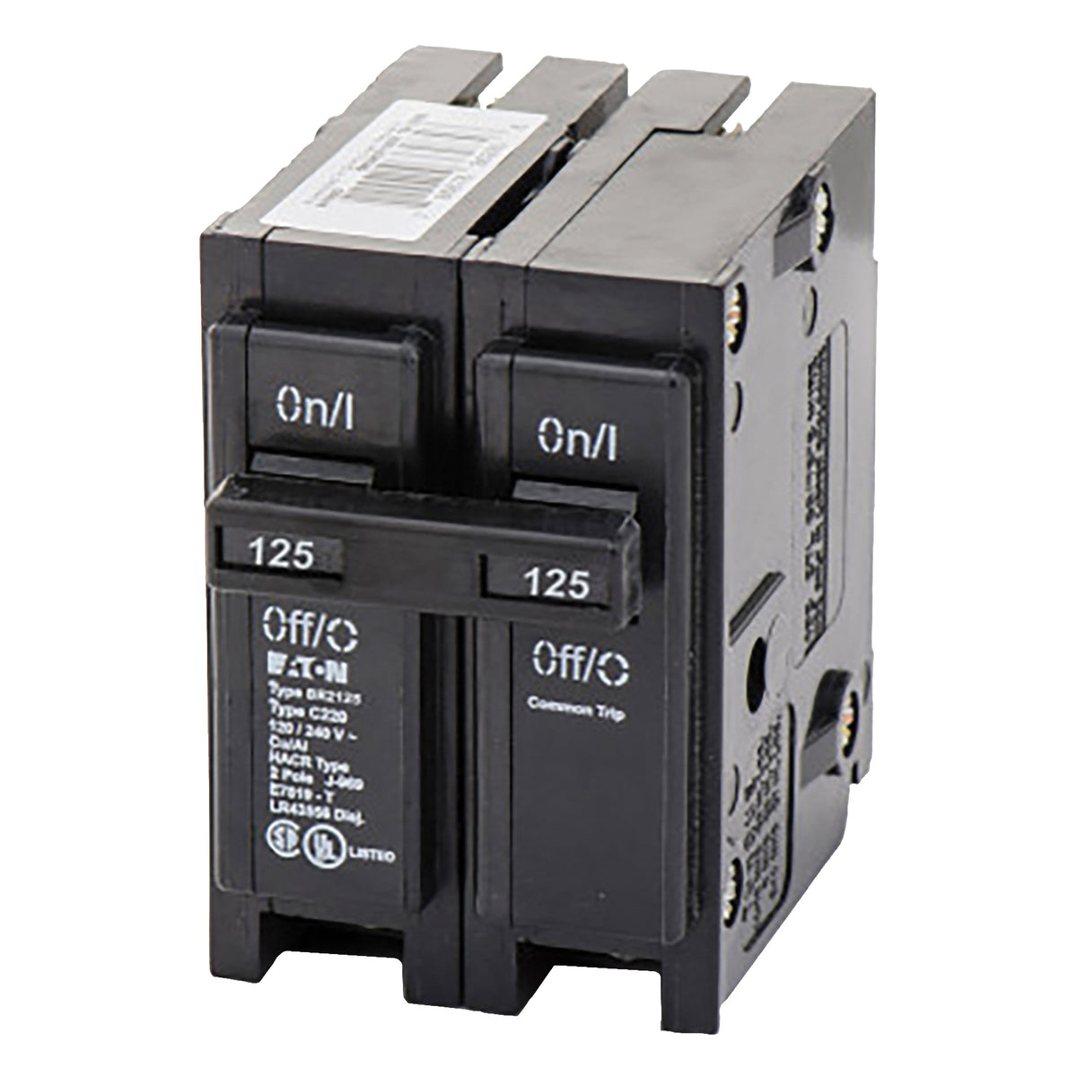 Cutler-Hammer BR2125 Circuit Breaker, Mini, Type BR, 125 A, 2 -Pole, 120/240 V, Plug Mounting