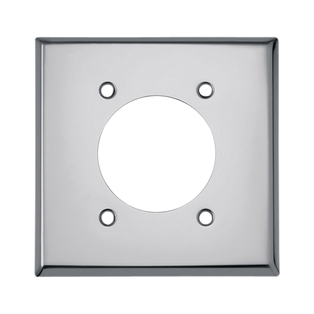 Eaton Wiring Devices 68-BOX Power Outlet Wallplate, 4-1/2 in L, 4-9/16 in W, 2 -Gang, Chrome, Silver, Chrome