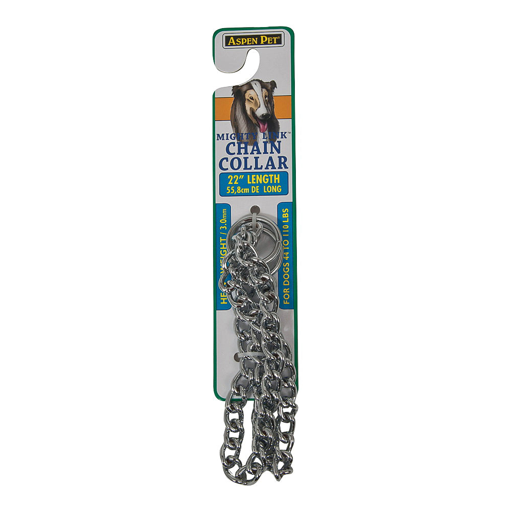 Aspenpet 27890 Choke Chain Dog Collar, Twist Link, 3-1/2 mm Chain, 22 in L Collar, Steel