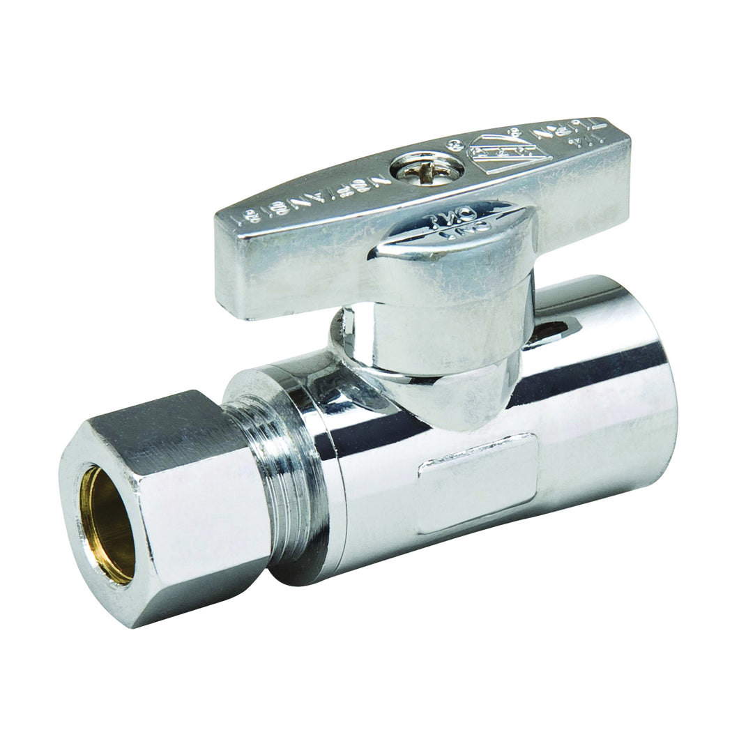 Southland 191-432HC Supply Line Stop Valve, 1/2 x 3/8 in Connection, Sweat x Compression, 125 psi Pressure, Brass Body