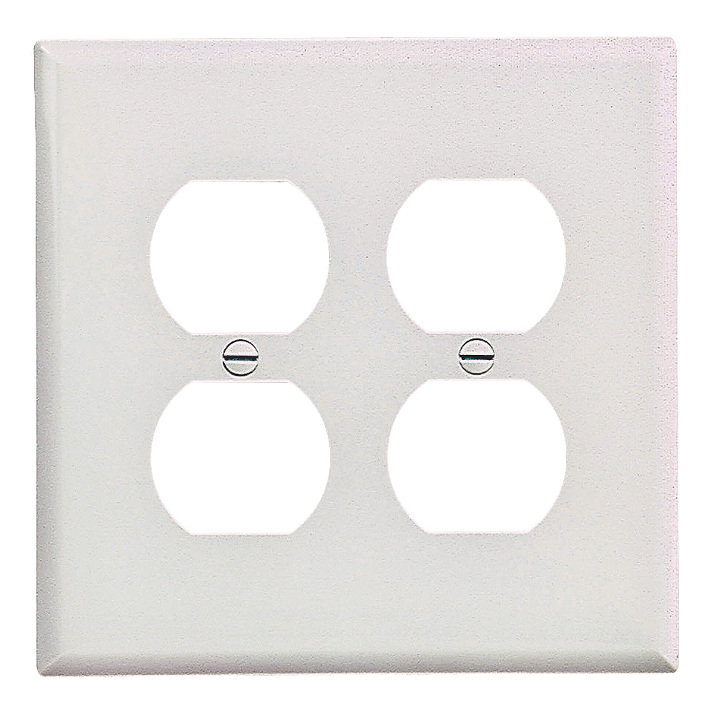 Eaton Wiring Devices PJ82W Duplex and Single Receptacle Wallplate, 4-7/8 in L, 4-15/16 in W, 2 -Gang, Polycarbonate