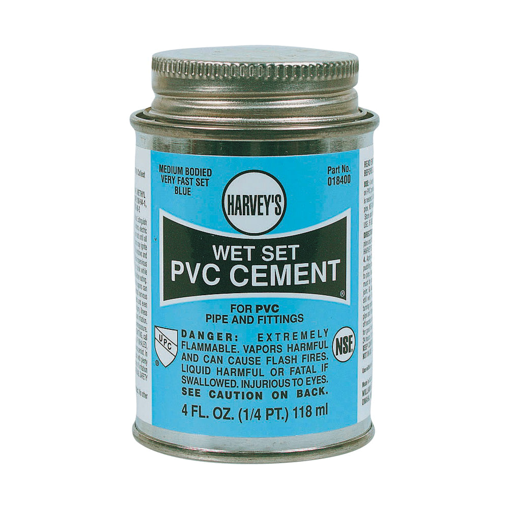 Harvey 018400-24 Solvent Cement, 4 oz Can, Liquid, Blue