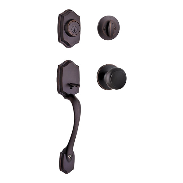 Kwikset 96870-100 Handleset, 3 Grade, Brass, Venetian Bronze, 2-3/8 x 2-3/4 in Backset, KW1 Keyway, 1-3/4 in Thick Door