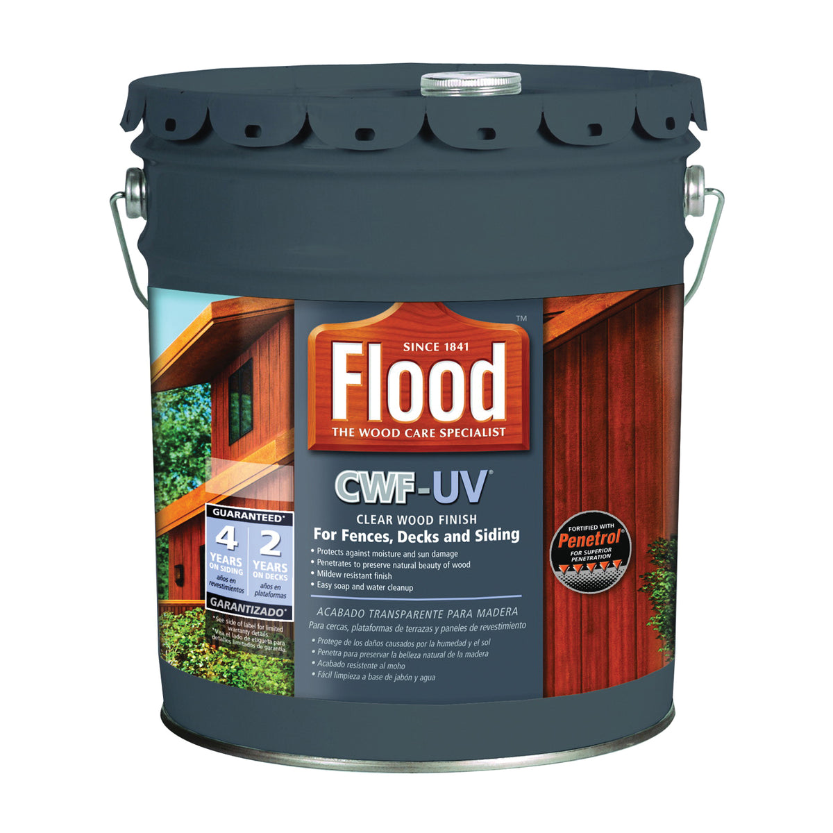 Flood FLD521-05 Wood Finish, Redwood, Liquid, 5 gal