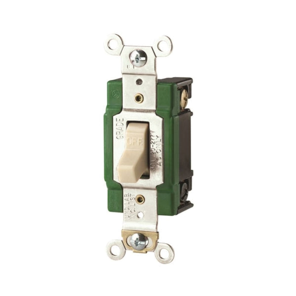 Eaton Wiring Devices 3032V Toggle Switch, 30 A, 120/277 V, Screw Terminal, Polycarbonate Housing Material, Ivory