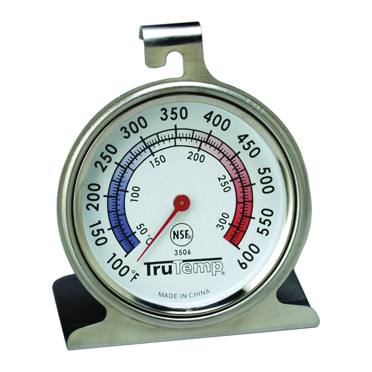 Taylor 3506 Oven Thermometer, 100 to 600 deg F, Analog Display, Gray