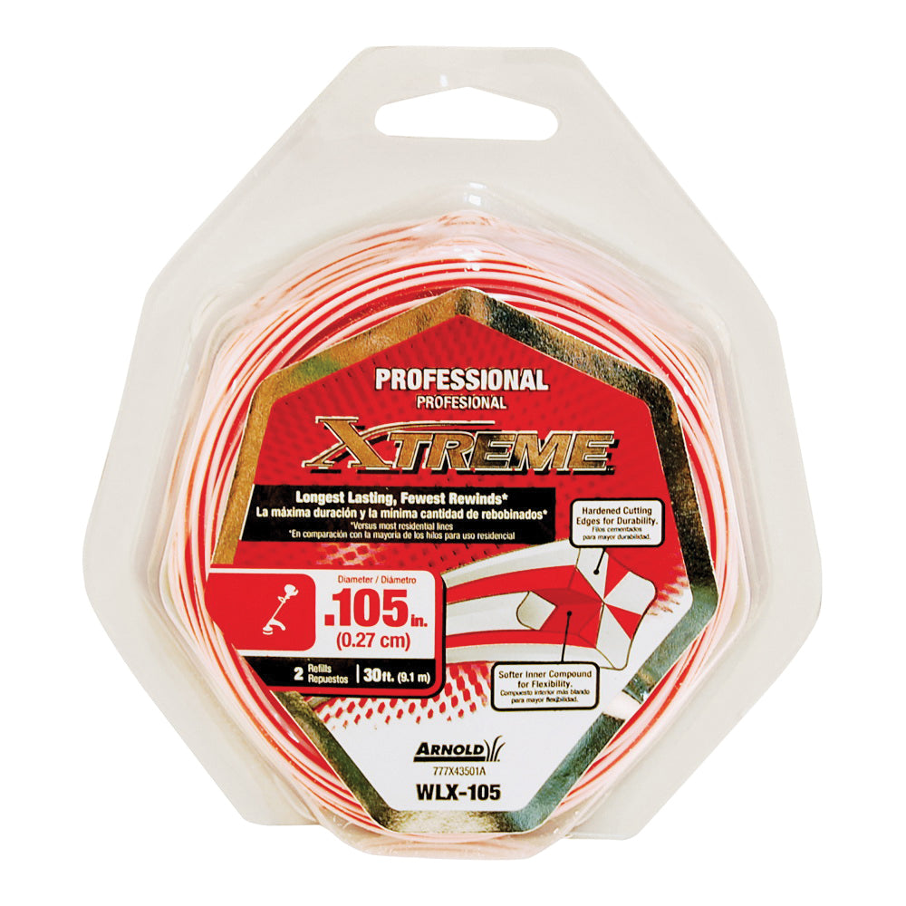Arnold Xtreme Professional WLX-105 Trimmer Line, 0.105 in Dia, 30 ft L, Monofilament
