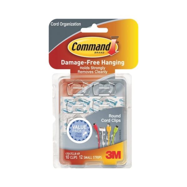 Command 17017CLR-VP Cord Clip, Plastic, Transparent