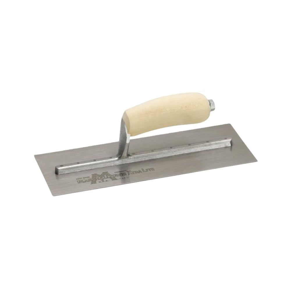 Marshalltown MXS2 Finishing Trowel, 11-1/2 in L Blade, 4-1/2 in W Blade, Carbon Steel Blade, Curved Handle, Wood Handle