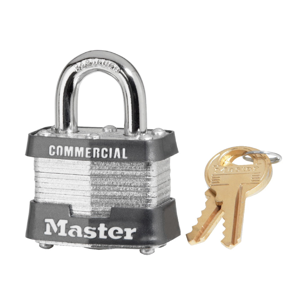 Master Lock 3KA 3210 Padlock, Keyed Alike Key, Open Shackle, 9/32 in Dia Shackle, 3/4 in H Shackle, Steel Shackle